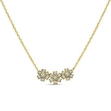 Diamond Pendant Flower Necklace 14K Yellow Gold 0.14ct Wholesale